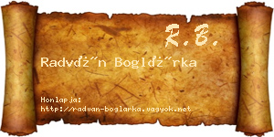 Radván Boglárka névjegykártya
